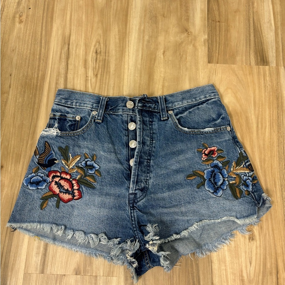 Abercrombie and Fitch embroidered denim shorts